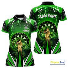 Load image into Gallery viewer, Green Funny Alligator Darts Shirt For Women Custom Lightning Darts Team Jersey Polo &amp; 1/4 Zip TDM5966