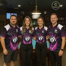 Load image into Gallery viewer, Pink 8 Ball Pool Billiard Jersey For Women Custom Lightning Billiard Team Shirt Polo &amp; Quarter Zip TDM6134