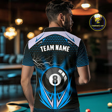 Load image into Gallery viewer, Blue 8 Ball Pool Billiard Jersey For Men Custom Lightning Billiard Team Shirt Polo &amp; Quarter Zip TDM6135
