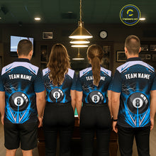 Load image into Gallery viewer, Blue 8 Ball Pool Billiard Jersey For Women Custom Lightning Billiard Team Shirt Polo &amp; Quarter Zip TDM6135