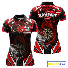 Load image into Gallery viewer, Personalized Dragon Dart Shirts For Women – Custom Thunder Red Darts Team Jerseys Polo &amp; Quarter Zip TDM4037