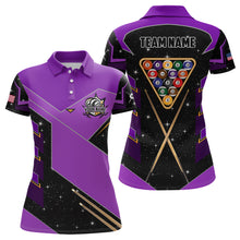 Load image into Gallery viewer, Personalized Galaxy 8 Ball Pool Billiard Shirts For Women, 8 Ball Billiard Attire Jerseys |Purple TDM2295