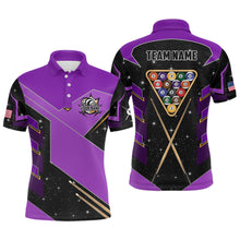 Load image into Gallery viewer, Personalized Galaxy 8 Ball Pool Billiard Shirts For Men, 8 Ball Billiard Attire Jerseys |Purple TDM2295