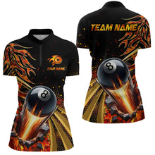 Load image into Gallery viewer, Flaming 8 Ball Pool Crack Billiard Shirts For Women Custom Pool Billiard Shirt Team Jerseys |Orange TDM3043