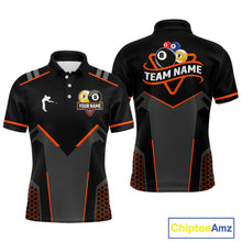 Load image into Gallery viewer, Personalized 8&amp;9 Ball Pool Billiard Polo, 1/4 Zip For Men Custom Team Billiard Jersey|Orange TDM4049