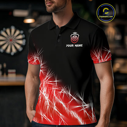 Red Icy Lights Men Darts Polo & Quarter Zip Custom Dart Shirts For Team Darts Jerseys Outfit TDM4640