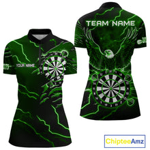 Load image into Gallery viewer, Personalized Thunder Lightning Eagle Green Darts Shirt Polo &amp; Quarter Zip For Women Dart Team Jersey TDM4834