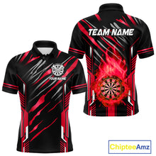 Load image into Gallery viewer, 3D Darts Board Fire Flame Custom Dart Shirts For Men, Best Dart League Jerseys Team Uniform |Red TDM5051