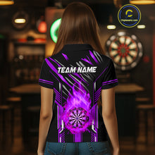 Load image into Gallery viewer, 3D Darts Board Fire Flame Custom Dart Shirts For Women, Dart League Jerseys Team Uniform |Purple TDM5052