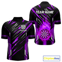 Load image into Gallery viewer, 3D Darts Board Fire Flame Custom Dart Shirts For Men, Dart League Jerseys Team Uniform |Purple TDM5052