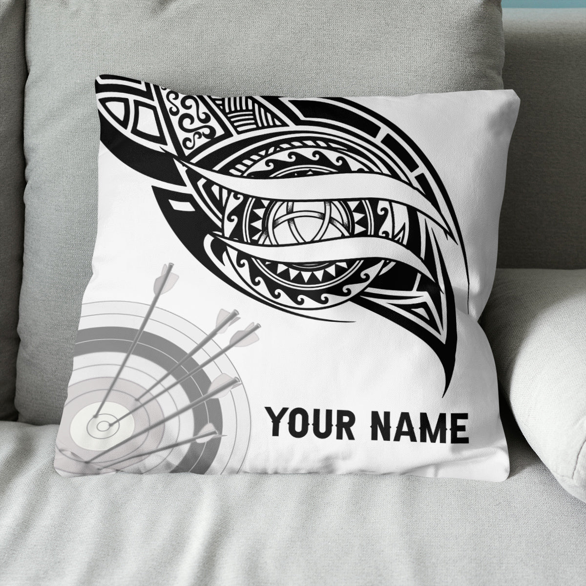 Custom Black White Archery Target Pillow, Archery Throw Pillows Gifts TDM0796