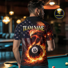 Load image into Gallery viewer, American Flag Flame 8 Ball Eagle Billiard Shirt For Men Custom Pool Team Shirt, Billiard Jersey TDM5787