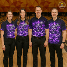 Load image into Gallery viewer, Personalized Purple Butterfly Skull Bowling Shirt For Men Custom Bowling Jersey Polo &amp; 1/4 Zip TDM6383