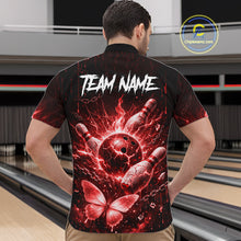 Load image into Gallery viewer, Personalized Red Butterfly Skull Bowling Shirt For Men Custom Bowling Jersey Polo &amp; 1/4 Zip TDM6385