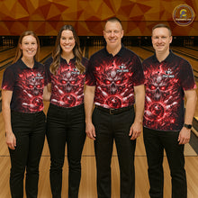 Load image into Gallery viewer, Personalized Red Butterfly Skull Bowling Shirt For Men Custom Bowling Jersey Polo &amp; 1/4 Zip TDM6385