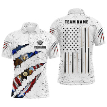 Load image into Gallery viewer, Custom Eagle American Flag White Grunge Billiard Shirts For Men, Patriotic Billiard Team Jerseys TDM2317