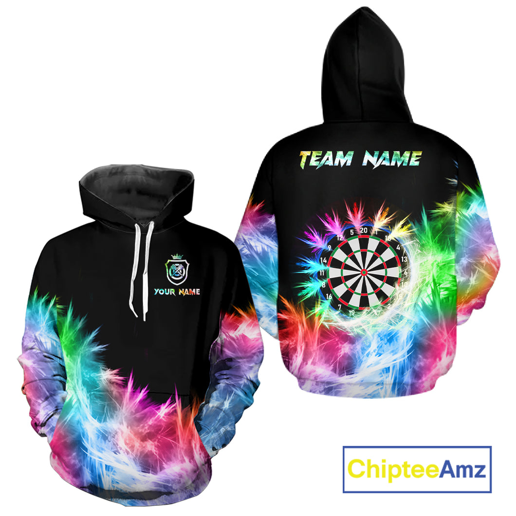 Funny Icy Colorful Light Darts Hoodie Custom Darts Team Jersey 3D Hoodie For Men And Women TDM3283