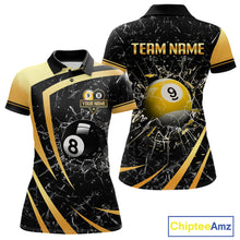 Load image into Gallery viewer, Black And Gold 8 Ball &amp; 9 Ball Glass Break Billiard Shirt For Women Custom Pool Team Jersey Outfit TDM6151