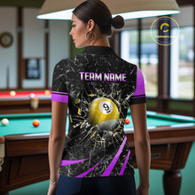 Load image into Gallery viewer, Black And Purple 8 Ball &amp; 9 Ball Glass Break Billiard Shirt For Women Custom Pool Team Jersey Outfit TDM6152