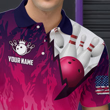 Load image into Gallery viewer, Personalized Pink Bowling Shirts For Men Custom Bowling Polo &amp; Quarter Zip Bowling Team Jerseys TDM3629
