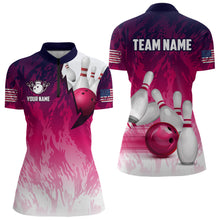 Load image into Gallery viewer, Personalized Pink Bowling Shirts For Women Custom Bowling Polo &amp; Quarter Zip Bowling Team Jerseys TDM3629