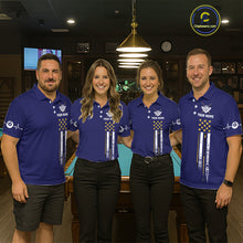 Load image into Gallery viewer, Customized Navy Blue American Flag Billiard Shirt For Men, 8 Ball Pool Team Jersey Polo &amp; 1/4 Zip TDM6586