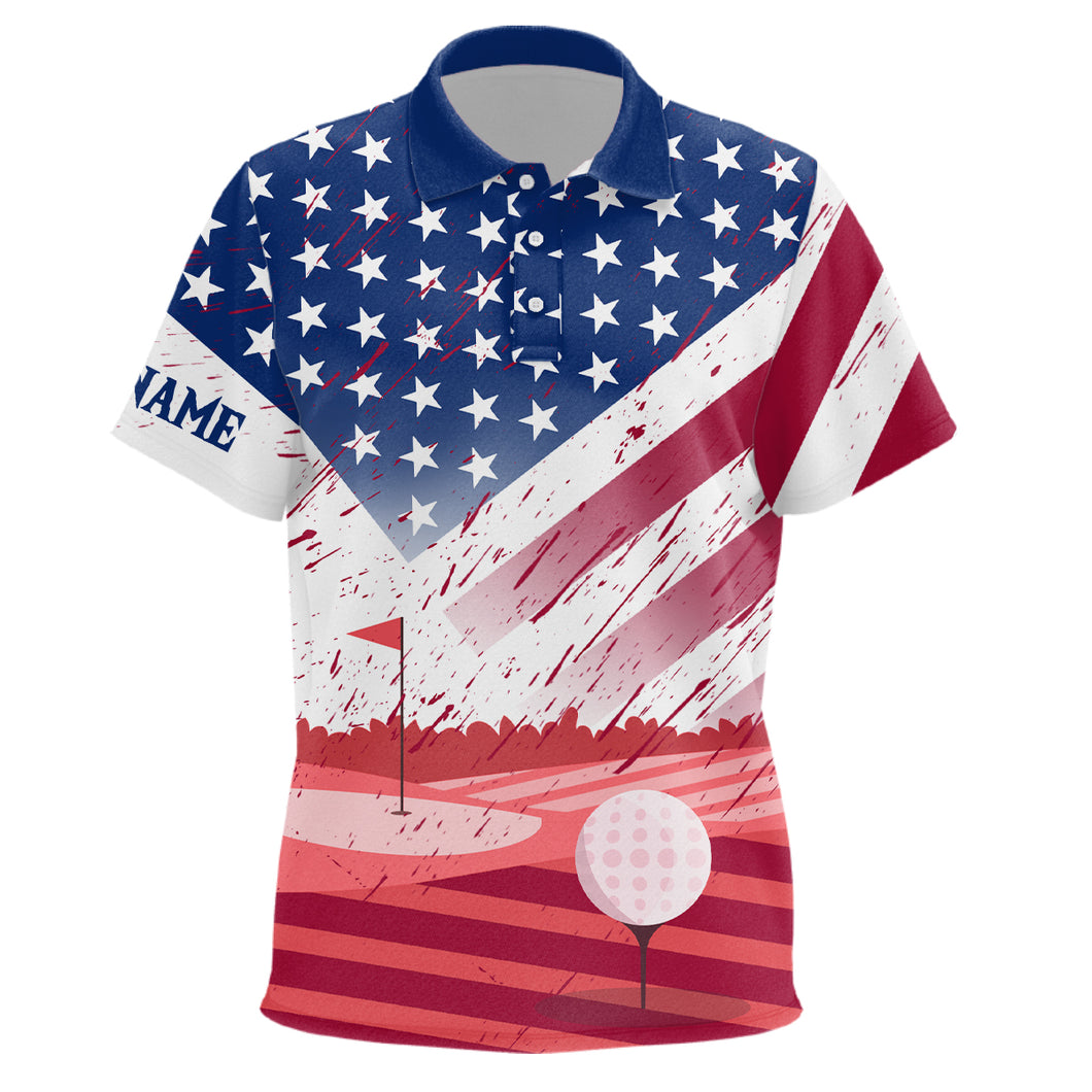 Kid Golf Polo Shirts Custom American Flag Best Patriotic Golf Shirts For Team Golfer, Golf Gifts TDM1893