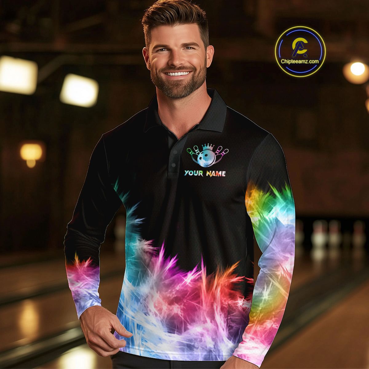 Icy Colorful Light Men's Bowling Shirt Custom Bowling Jersey Outfit Team Polo & Quarter Zip TDM4654