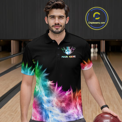 Icy Colorful Light Men's Bowling Shirt Custom Bowling Jersey Outfit Team Polo & Quarter Zip TDM4654