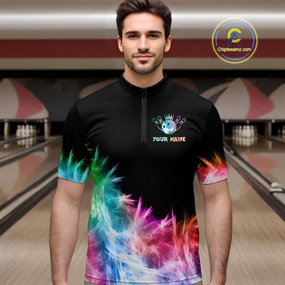 Icy Colorful Light Men's Bowling Shirt Custom Bowling Jersey Outfit Team Polo & Quarter Zip TDM4654