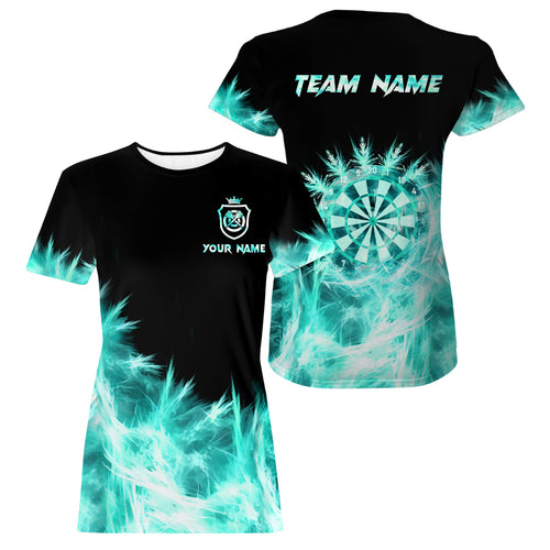 Icy Turquoise Light Darts T Shirts For Women Custom Dart Shirts For Team Darts Jerseys TDM2577