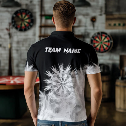 Icy Black White Light Men Darts Polo & Quarter Zip Shirts Custom Dart Shirts For Team Dart Jerseys TDM2832