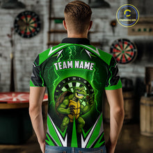 Load image into Gallery viewer, Personalized Funny Turtle Darts Shirt For Men Custom Thunder Lightning Green Darts Team Jerseys TDM4664