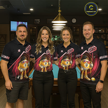 Red Funny 9 Ball Billiard Shirt For Men Custom Pool Team Shirt, Billiard Jersey Polo & 1/4 Zip TDM6614
