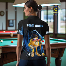 Load image into Gallery viewer, Blue Funny 8 Ball &amp; 9 Ball Pool Billiard Shirt For Women Custom Billiard Team Jersey Polo &amp; 1/4 Zip TDM6616