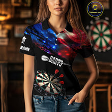 Load image into Gallery viewer, Personalized Glowing American Flag Darts Shirt For Women Custom Patriotic Darts Team Jerseys TDM4265