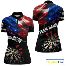 Load image into Gallery viewer, Personalized Glowing American Flag Darts Shirt For Women Custom Patriotic Darts Team Jerseys TDM4265