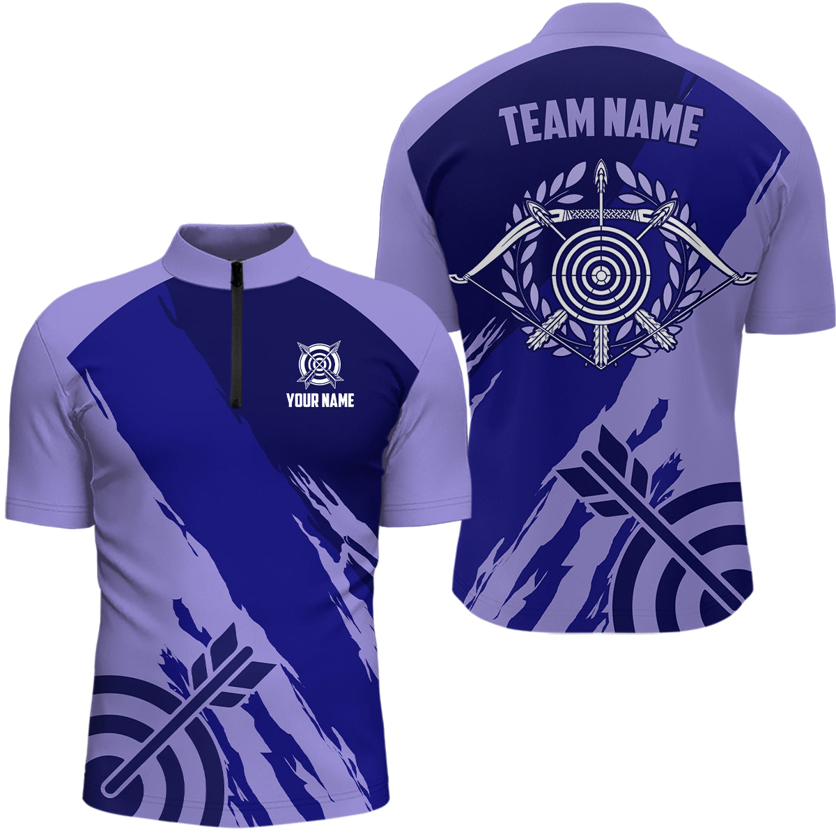 Personalized Purple Jerseys Archery Men Quarter-Zip Shirts Custom Archery Jerseys Shirts TDM0634