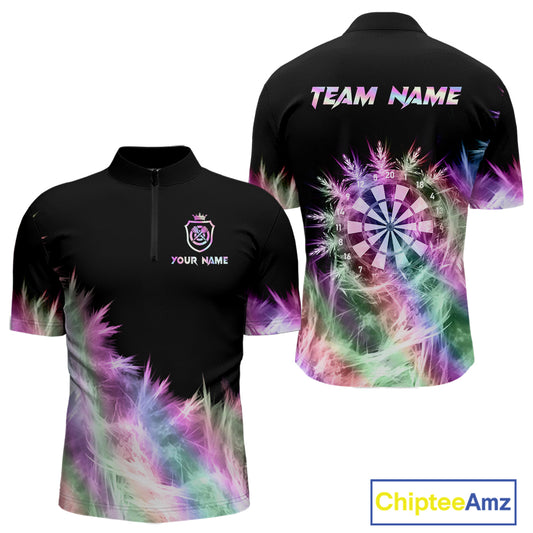 Icy Holographic Light Mens Darts Polo & Quarter Zip Shirts Custom Dart Shirt For Team Darts Jersey TDM5324