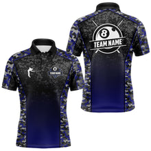 Load image into Gallery viewer, Navy Blue Camo 8 Ball Billiard Shirt For Men Custom Pool Team Shirt, Billiard Jersey Polo &amp; 1/4 Zip TDM5580