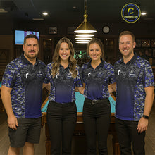 Load image into Gallery viewer, Navy Blue Camo 8 Ball Billiard Shirt For Men Custom Pool Team Shirt, Billiard Jersey Polo &amp; 1/4 Zip TDM5580