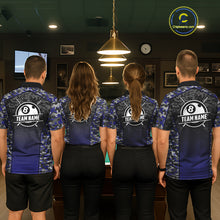 Load image into Gallery viewer, Navy Blue Camo 8 Ball Billiard Shirt For Men Custom Pool Team Shirt, Billiard Jersey Polo &amp; 1/4 Zip TDM5580