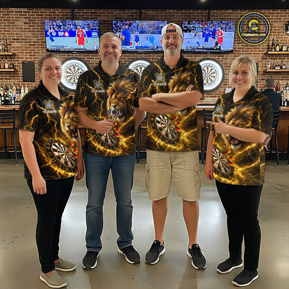 Custom Yellow Dartboard Thunder Lightning Lion Darts Shirt For Women, Darts League Team Jersey TDM5815
