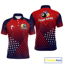 Load image into Gallery viewer, Personalized US Flag Billiard 8 Ball &amp; 9 Ball Pool Polo, 1/4 Zip For Men, Billiard Team Jersey TDM3800