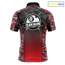Load image into Gallery viewer, Red Camo 8 Ball Billiard Shirt For Men Custom Pool Team Shirt, Billiard Jersey Polo &amp; 1/4 Zip TDM6200