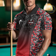 Load image into Gallery viewer, Red Camo 8 Ball Billiard Shirt For Men Custom Pool Team Shirt, Billiard Jersey Polo &amp; 1/4 Zip TDM6200