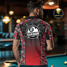 Load image into Gallery viewer, Red Camo 8 Ball Billiard Shirt For Men Custom Pool Team Shirt, Billiard Jersey Polo &amp; 1/4 Zip TDM6200