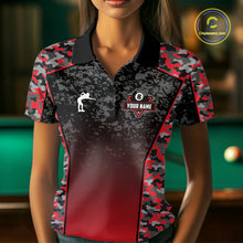 Load image into Gallery viewer, Red Camo 8 Ball Billiard Shirt For Women Custom Pool Team Shirt, Billiard Jersey Polo &amp; 1/4 Zip TDM6200