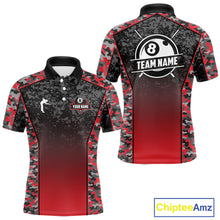 Load image into Gallery viewer, Red Camo 8 Ball Billiard Shirt For Men Custom Pool Team Shirt, Billiard Jersey Polo &amp; 1/4 Zip TDM6200