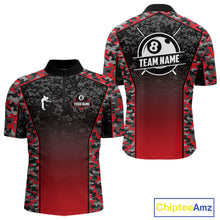 Load image into Gallery viewer, Red Camo 8 Ball Billiard Shirt For Men Custom Pool Team Shirt, Billiard Jersey Polo &amp; 1/4 Zip TDM6200